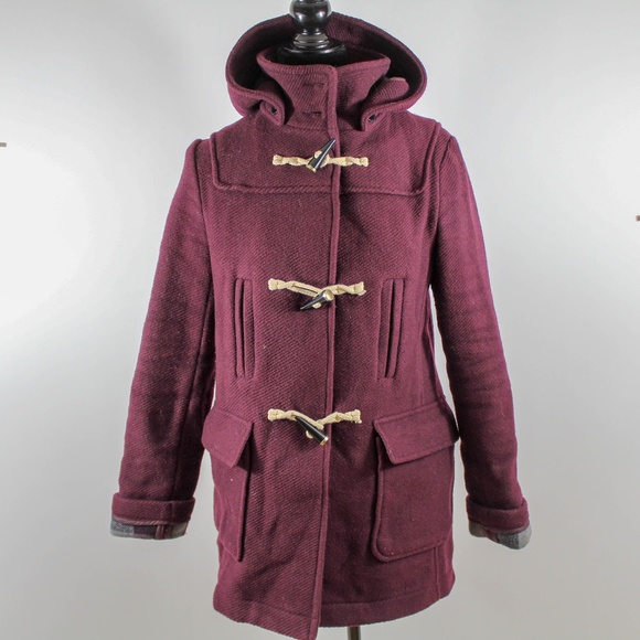 burgundy duffle coat womens